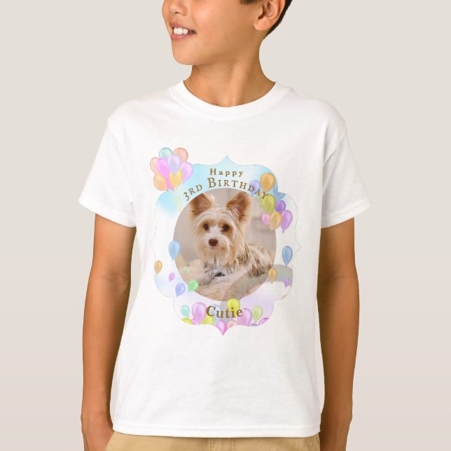 T-shirt Balloon bleu chien animal de compagnie (Devant)