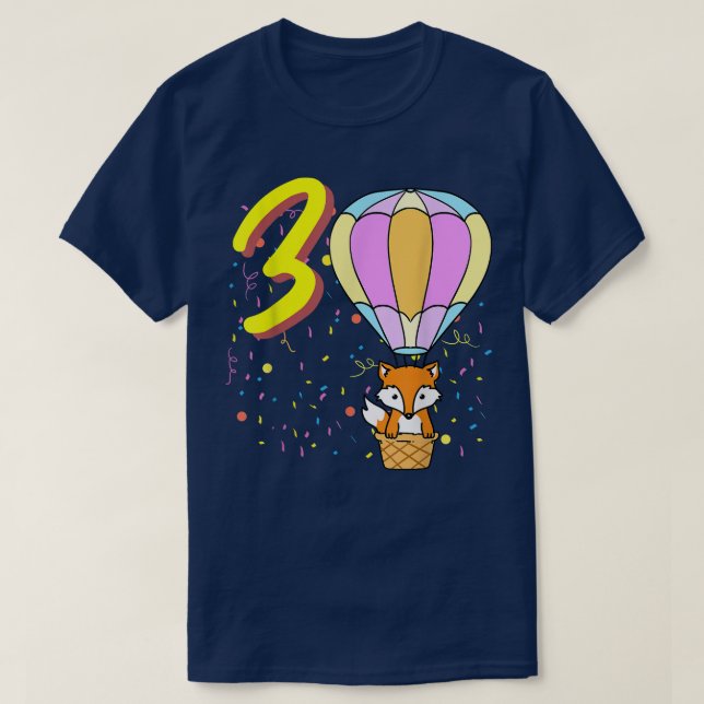 T-shirt Balloon De 3 Ans Pour Anniversaire (Design devant)