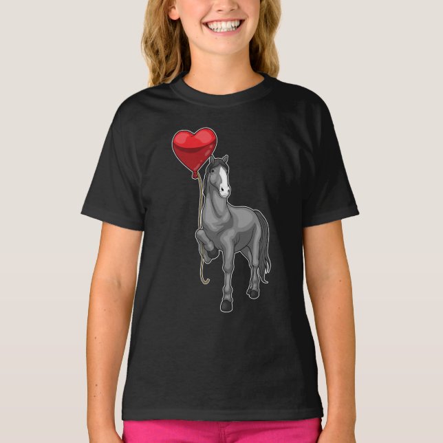 T-shirt Balloon du coeur du cheval (Devant)