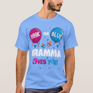 T-shirt Balloon rose ou bleu Gramma vous aime Genre Revea