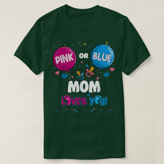 T-shirt Balloon rose ou bleu Maman t'aime Genre Révéler P (Design devant)