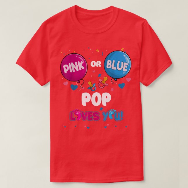T-shirt Balloon rose ou bleu Pop vous aime Genre Révéler P (Design devant)