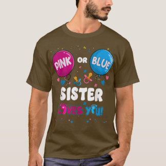 T-shirt Balloon rose ou bleu Soeur vous aime Genre Revea