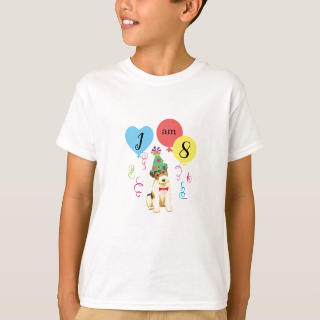 T-shirt Balloons de fête d'anniversaire Wire Fox Terrier (Devant)