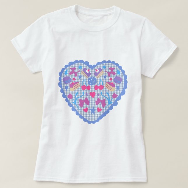 T-shirt Balloons & Friandises Gingham Cœur (Design devant)