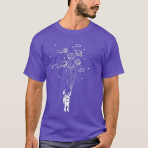 T-shirt Balloons Planètes Étoiles Nuages Astronaut Espace