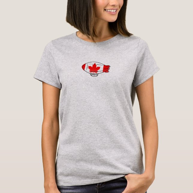 T-shirt Ballotte Blimp Drapeau Canadien Dans Ciel Bleu Per (Devant)