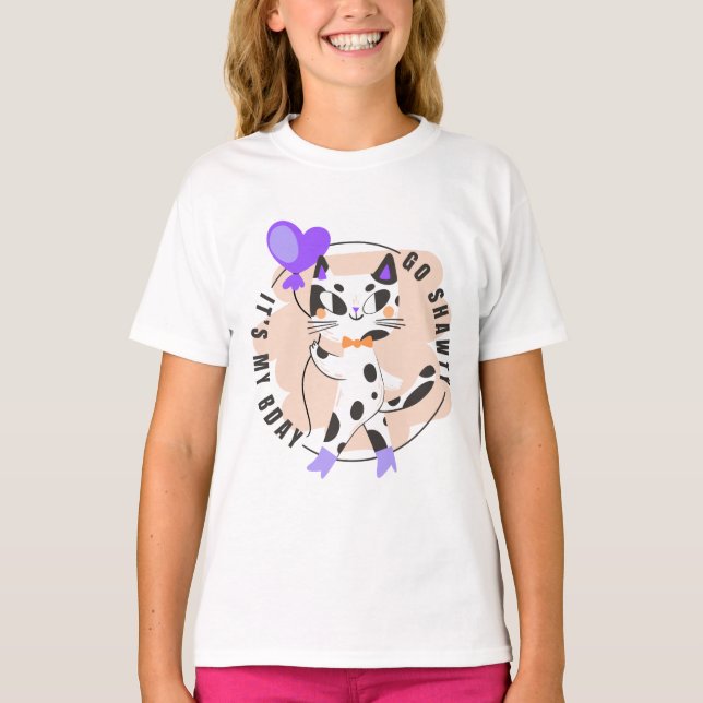 T-shirt Ballotte de mode Shawty Chat Anniversaire (Devant)