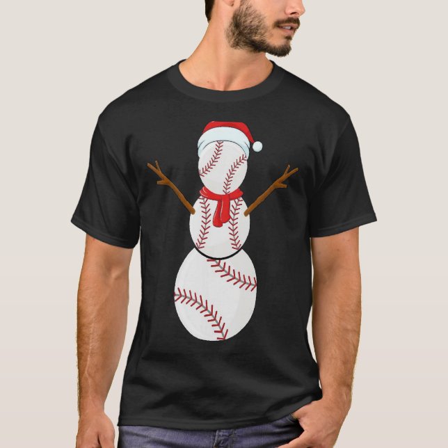 T-shirt Bals de baseball de Noël Père Noël Snowman Xmas (Devant)
