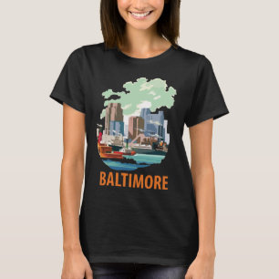 T-shirt Baltimore Harbor Skyline Blue Voyage