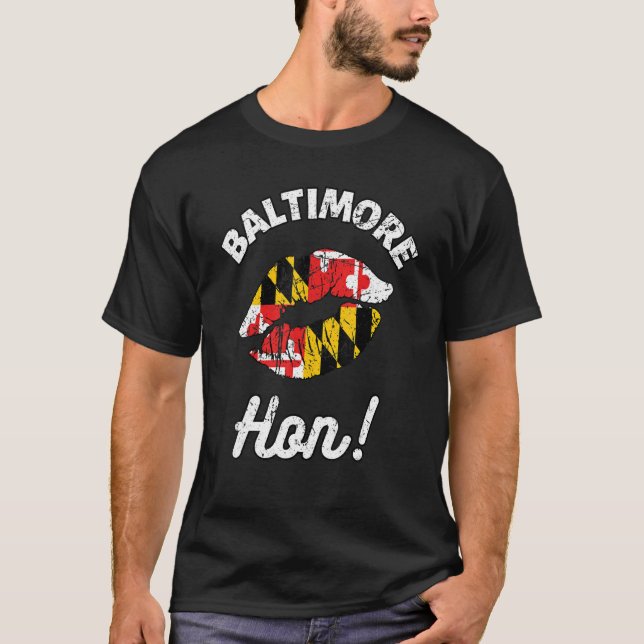 T-shirt Baltimore Hon Maryland Girl MD State Flag Lips Kis (Devant)