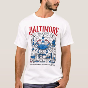T-shirt Baltimore Maryland Crabe Bleu Et Illustration Du P
