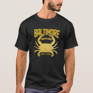T-shirt Baltimore Maryland Est 1729 Fierté Vintag Crabe Bl