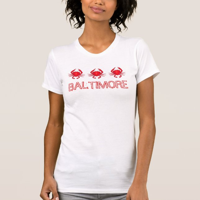 T-shirt Baltimore Maryland Rouge crabe à coquilles dures (Devant)