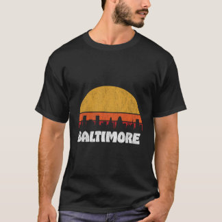 T-shirt Baltimore Retro Sunset Skyline Baltimore Skyline S