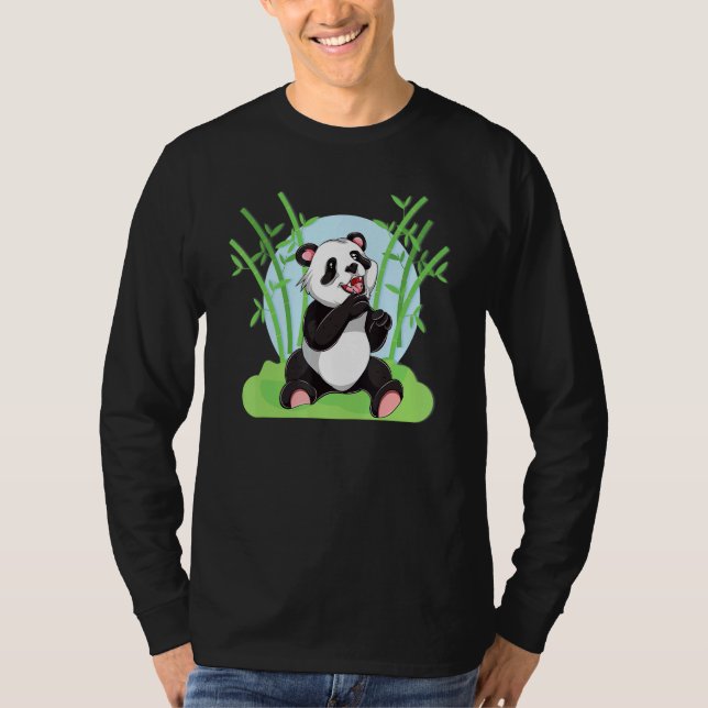 T-shirt Bamboo Chinese Wildlife Forest Animal Cute Panda B (Devant)