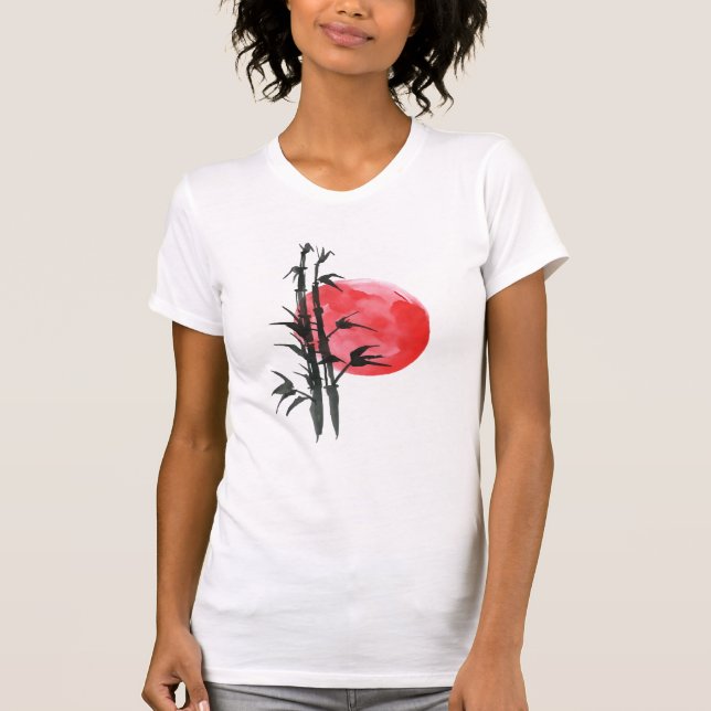 T-shirt Bambou devant le soleil rouge (Devant)