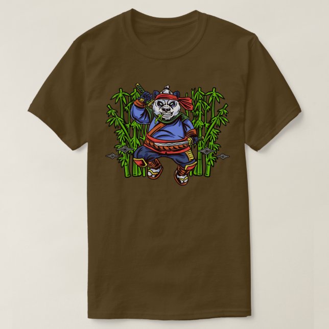 T-shirt Bambou Kung Fu Ninja Panda Ours Samurai Sword Mart (Design devant)