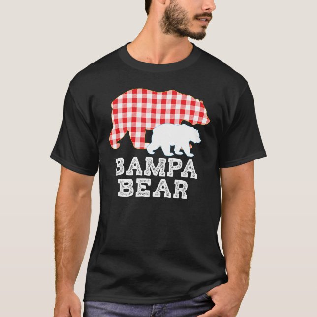T-shirt Bampa Plaid Great Bear Daddy Grandpa  Proud (Devant)