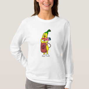 T-shirt Banana en coiffeur avec sèche-cheveux
