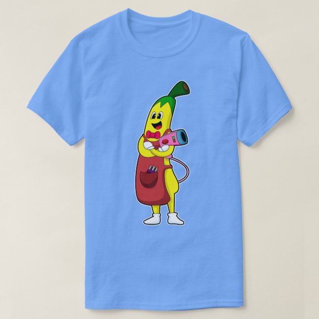 T-shirt Banana en coiffeur avec sèche-cheveux (Design devant)