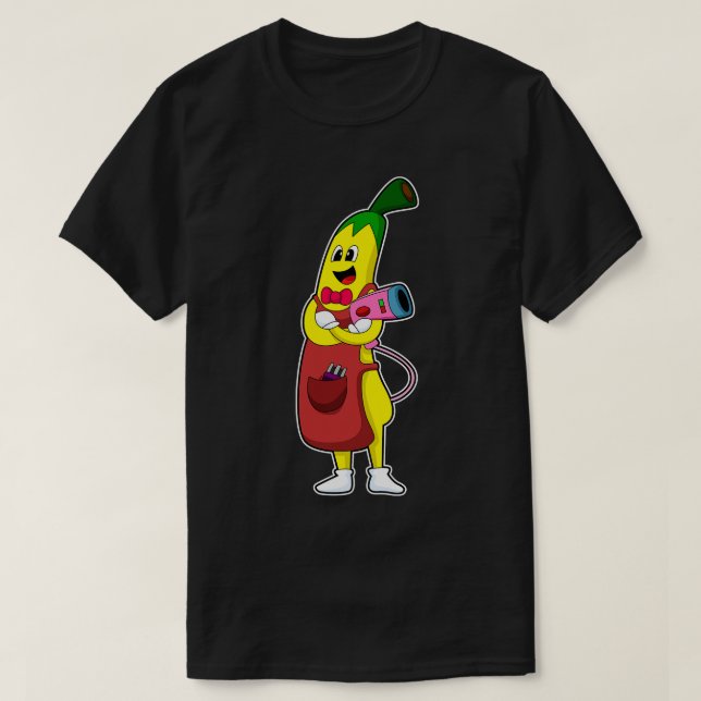 T-shirt Banana en coiffeur avec sèche-cheveux (Design devant)
