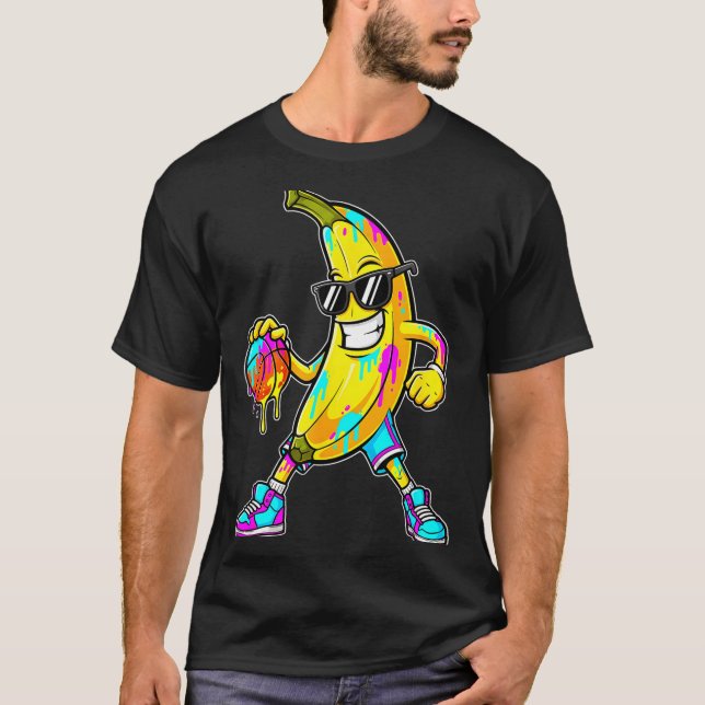 T-shirt Banana Funny Basketball Drip Kids Youth Boys Girls (Devant)