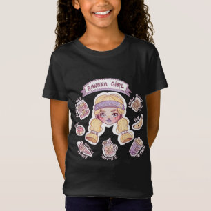 T-Shirt Banana Girl with Milk Donut Ice Cream Smoothie Col