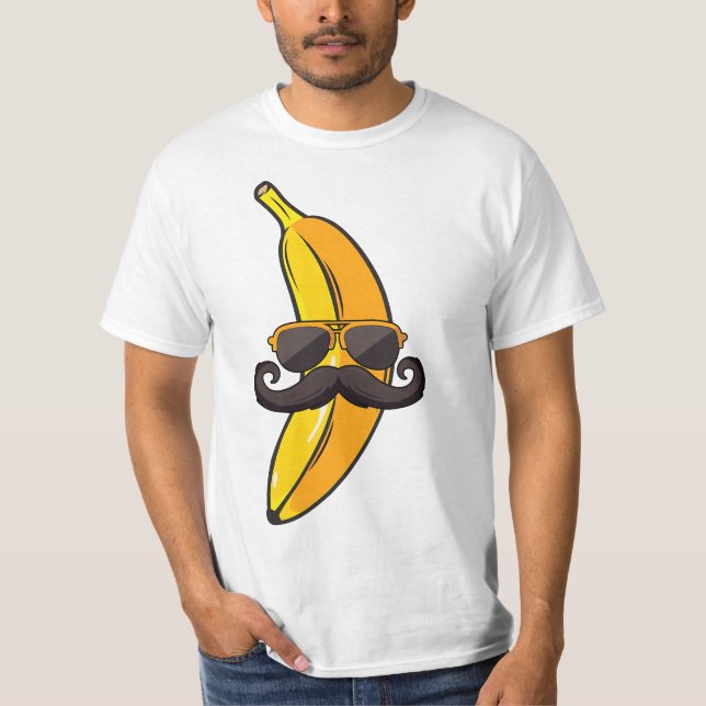 T-shirt Banana Mustache Sunglasses Face Funny Fruit Cool B (Devant)