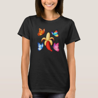 T-shirt Banana with Colorful Butterflies