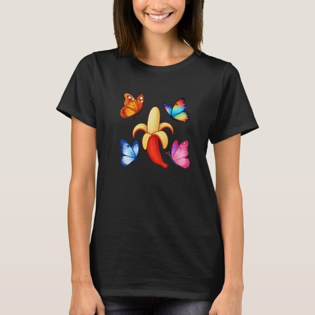 T-shirt Banana with Colorful Butterflies (Devant)