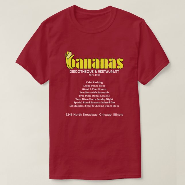 T-shirt Bananas Discotheque et Restaurant, Chicago, IL (Design devant)