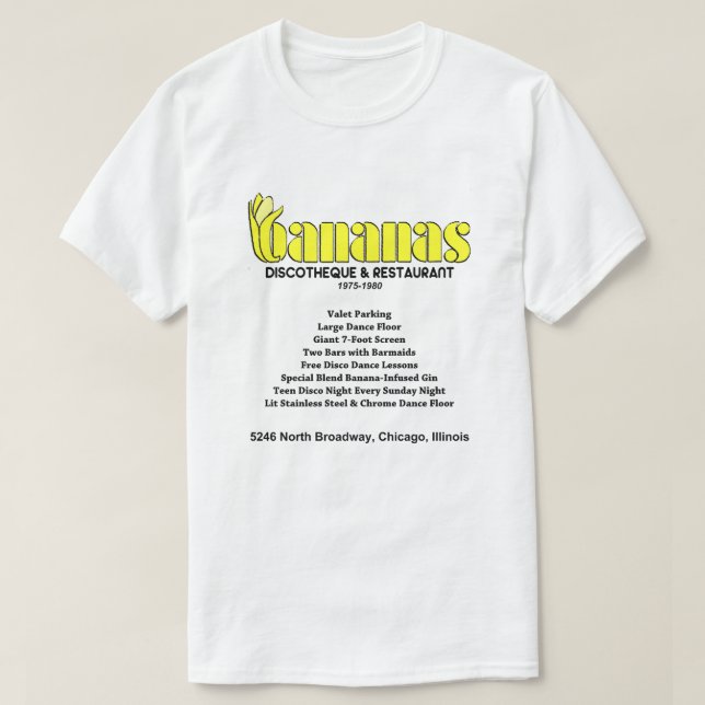 T-shirt Bananas Discotheque et Restaurant, Chicago, IL (Design devant)