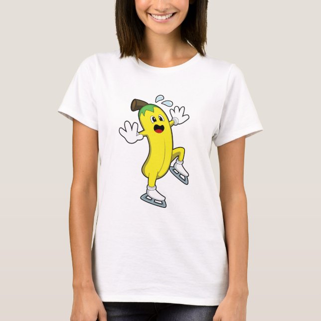 T-shirt Banane au patinage sur glace avec patins sur glace (Devant)