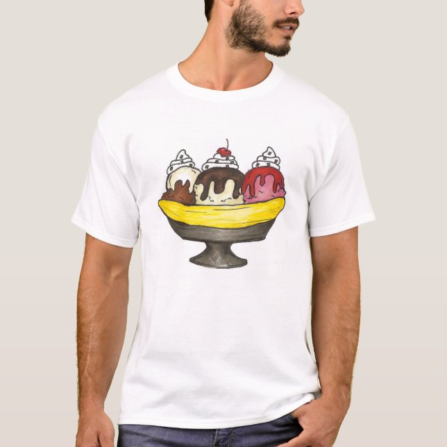 T-shirt Banane crème glacée Sundae Fractionné Foie Confus  (Devant)