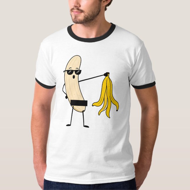 T-shirt Banane Déshabillée – Striptease de Banane Drôle (Devant)