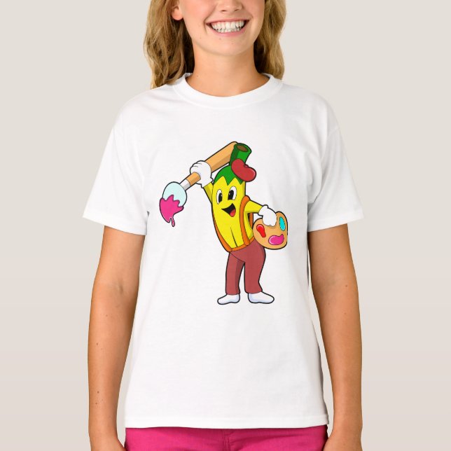 T-shirt Banane en peintre avec pinceau (Devant)