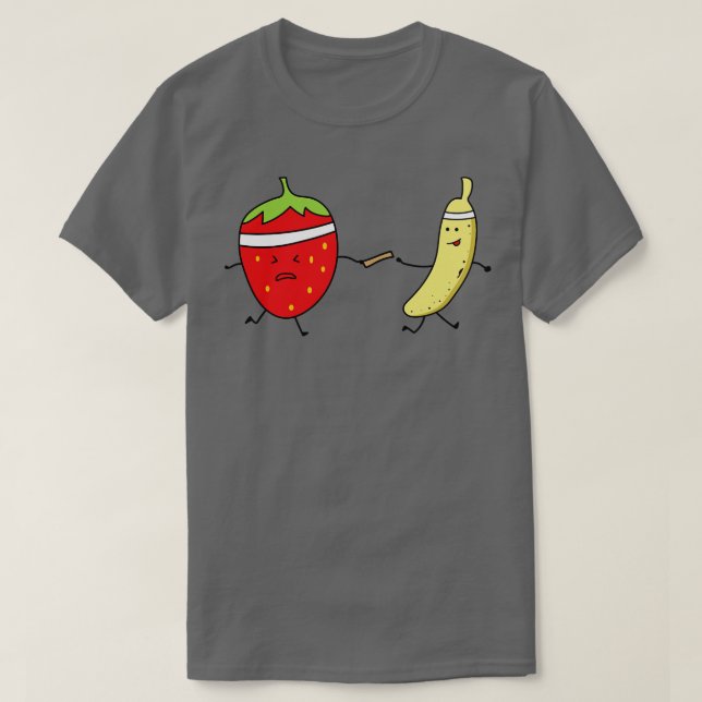 T-shirt Banane Et Fraise Drôle Un Marathon (Design devant)