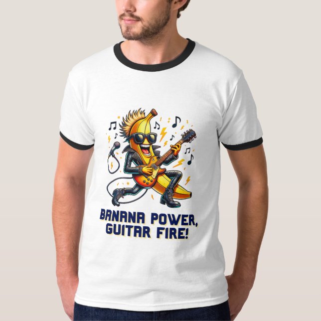 T-shirt Banane Rockstar Avec Jamming Guitare (Devant)