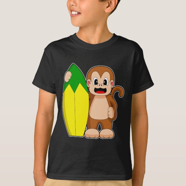 T-shirt Banane singe surf (Devant)