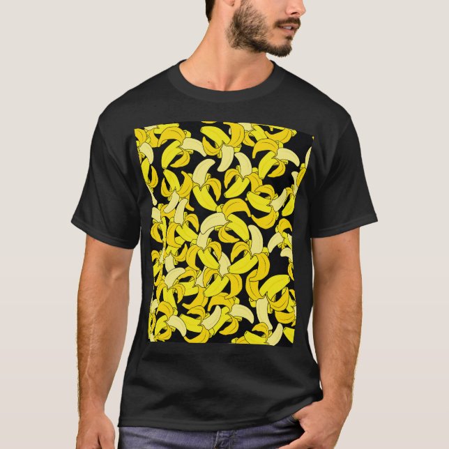 T-shirt Bananes jaunes vintages : Arrière - plan noir (Devant)