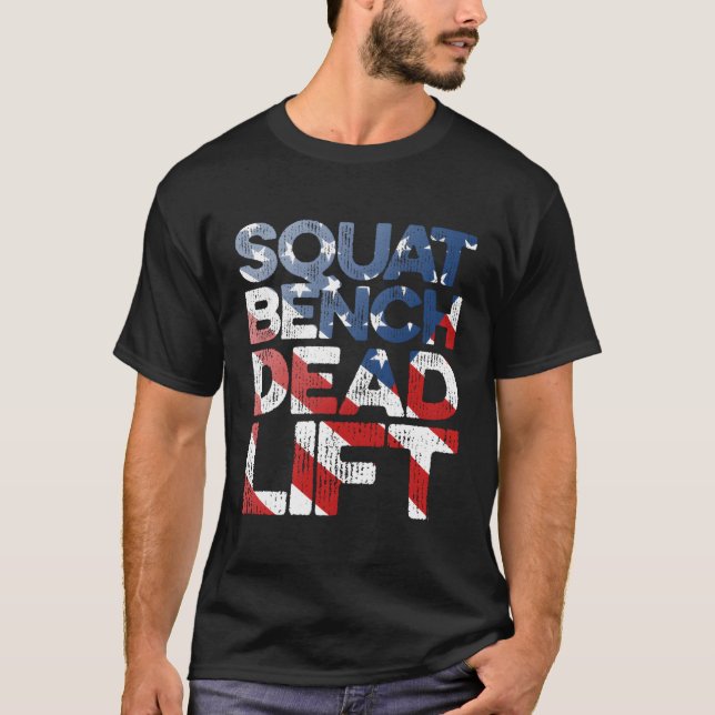 T-shirt Banc De Squat Délevage Drapeau Usa Pour L'Entraîne (Devant)