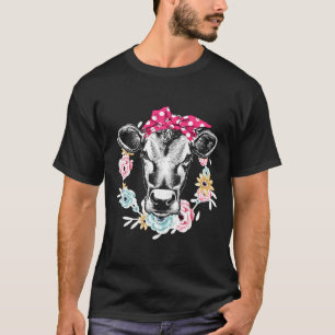 T-shirt Bandana de vache tête de génisse mignonne pour fem