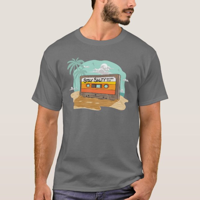T-shirt Bande de cassette Retro 80's sur le Stay Salty Mat (Devant)