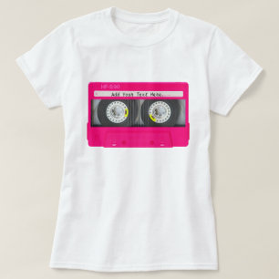 T-shirt Bande de cassette rose fille personnalisable