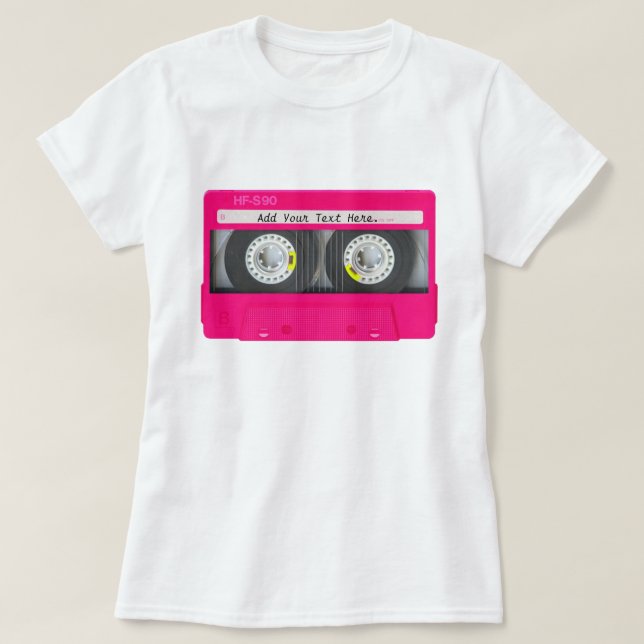 T-shirt Bande de cassette rose fille personnalisable (Design devant)