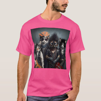 T-shirt Bande de chats Meowtal Heavymetal Headbanger Rocks
