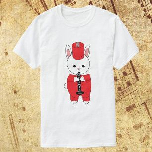 T-shirt Bande de Marche de lapin Clarinet Rouge Blanc