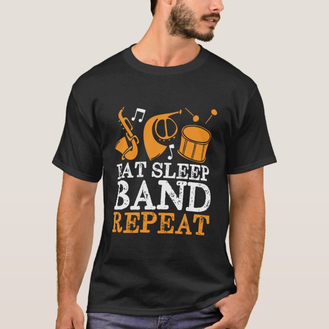 T-shirt Bande de Marching amusante Manger Bande de sommeil (Devant)