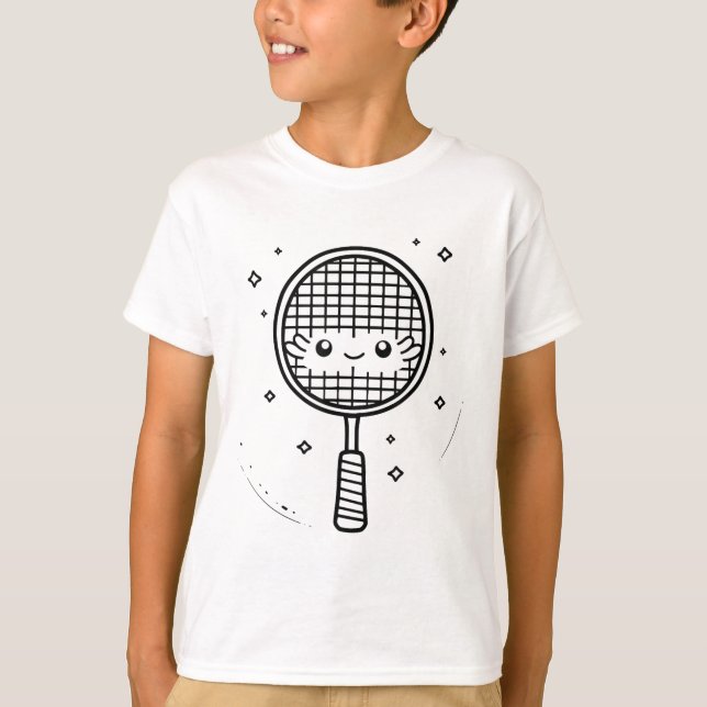 T-shirt Bande dessinée Badminton Racket (Devant)
